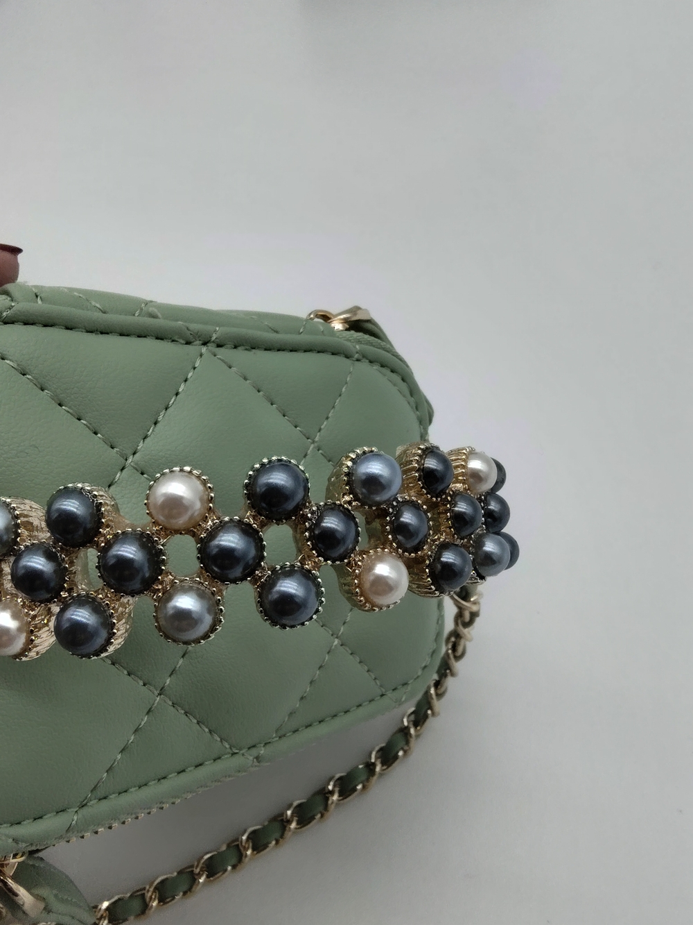 CHANEL Mint Green Vanity Bag Pearl Handle Quilted CC Crossbody Rare NIB GWP - Picture 12 of 14
